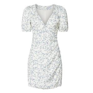 Greylin Gabi Pouf Short Sleeve Floral Print Wrap Dress Womens Medium